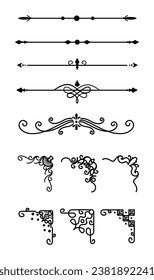 Calligraphic ornamental element set collection	