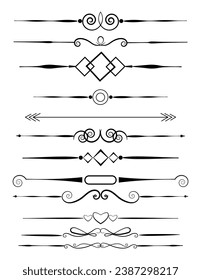 Calligraphic ornamental element set vector