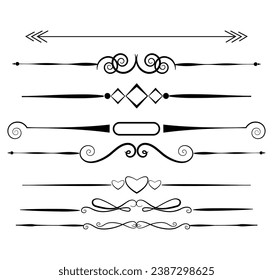 Calligraphic ornamental element set vector