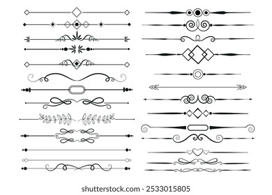 vetor de conjunto de elementos ornamentais caligráficos