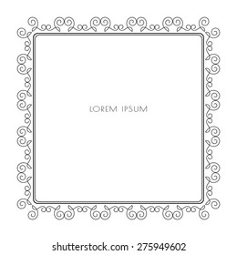 Calligraphic ornamental frame for border decoration. Element for design page. Vector illustration.
