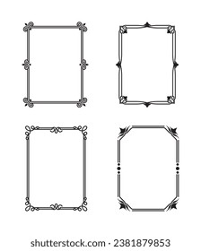 Calligraphic ornamental frames set in black colour