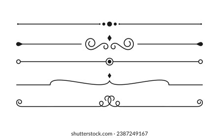 Calligraphic ornamental line divider collection