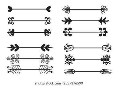 Calligraphic ornamental T-shirt ornament element set. Vector illustration EPS 10