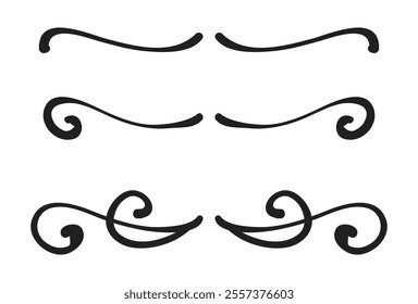 Calligraphic ornamental T-shirt ornament element set. Vector illustration EPS 10