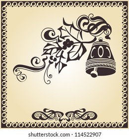 Calligraphic ornamentation. Set of decorative calligraphic elements. Bells.