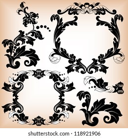 Calligraphic ornamentation. Set of decorative calligraphic elements.