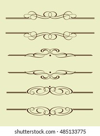 Calligraphic ornaments and frames. Retro style of design elements, decorations for postcard, banners, logos,menu . Vector illustration .