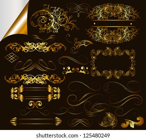 Calligraphic ornate decorative elements. Calligraphic vector