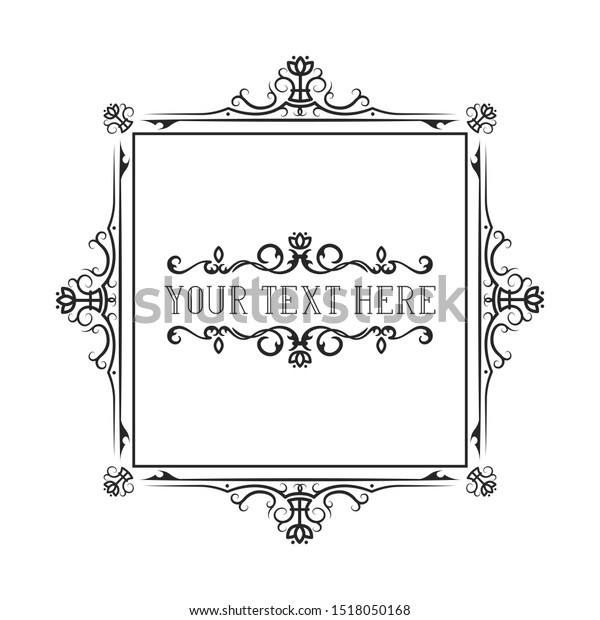 Calligraphic ornate frame for invitation card
design. Hand drawn vintage elegant wedding border. Vector isolated
antique ornament.