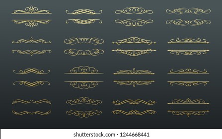Calligraphic and page decoration design elements. Swirl, scroll and divider . Golden vintage design elements, page decoration.