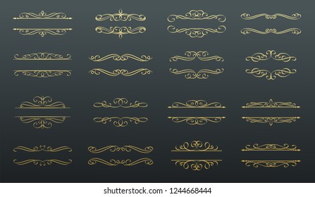 Calligraphic and page decoration design elements. Swirl, scroll and divider . Golden vintage design elements, page decoration.