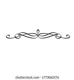 Calligraphic and page decoration design elements. Vector flourishes. Swirl, scroll or divider.