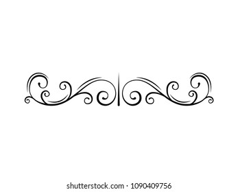 Calligraphic page divider. Swirls, decorative design elements, flourishes, scroll embellishment in vintage style. Vector illustration.