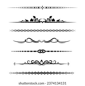 Calligraphic page dividers retro decoration