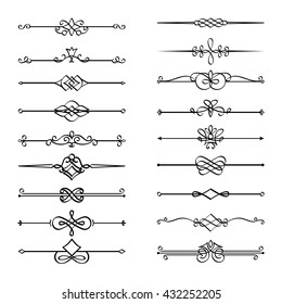 Calligraphic Page Dividers. Vector Flourishes Page Decoration Vignettes