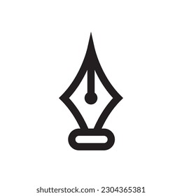 Calligraphic pen tool vector icon. Add anchor point flat sign design. Fountain pen symbol. Add anchor line pictogram. UX UI icon