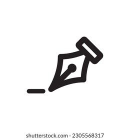 Calligraphic pen tool vector icon. Add anchor point flat sign design. Fountain pen symbol. Add anchor line pictogram. UX UI icon