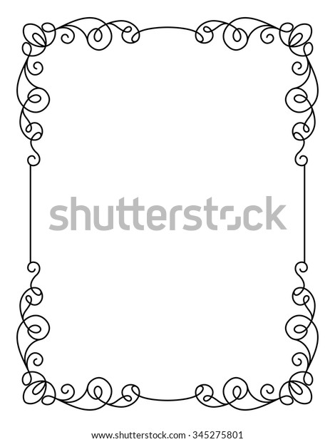 Calligraphic Rectangle Frame Simple Frame Ornament Stock Vector ...