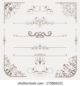 Calligraphic retro elements, Corners and page dividers.