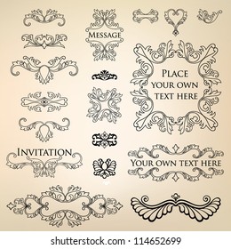 Calligraphic retro elements and page decoration. Vintage Vector Design Ornaments