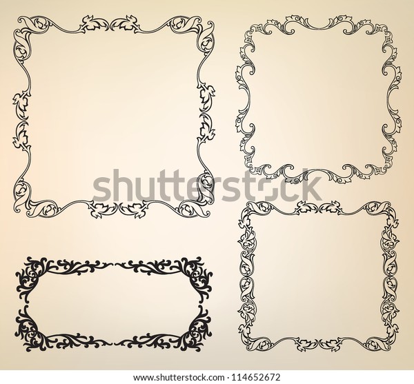 Calligraphic retro frames for page decoration.\
Vintage Vector Design\
Ornaments