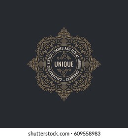 Calligraphic round star Ornament Frame Lines. Restaurant menu. Luxury vintage eastern typographic design. Retro invitations and islam mandala. Vector Flourishes illustration