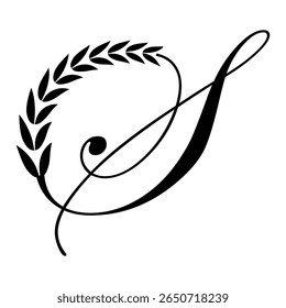 Calligraphic S Letter logo design, elegant floral ornate alphabet design vector
