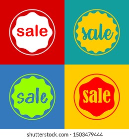 Calligraphic sale text on flat geometric vintage background