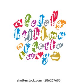 Calligraphic script font, vector alphabet letters.