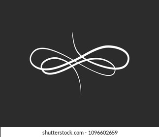 Calligraphic scroll swirl, decorative curl. Ornamental floral design element. Wedding invitation, Save the date card, Greeting card. Vector illustration.