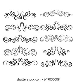 Calligraphic set design elements eps 10 vector