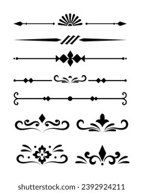 calligraphic set ornament collection in black colour