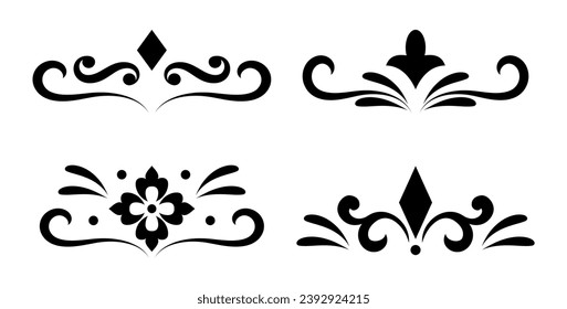 calligraphic set ornament collection in black colour