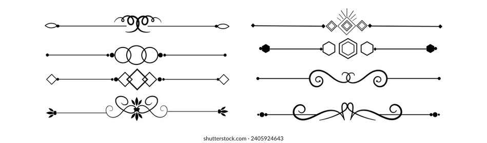 Calligraphic set ornamental element collection	