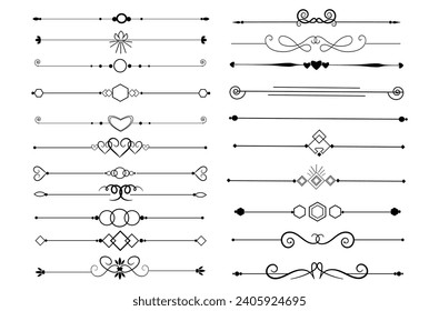Calligraphic set ornamental element collection	