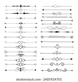 Calligraphic set ornamental element collection	