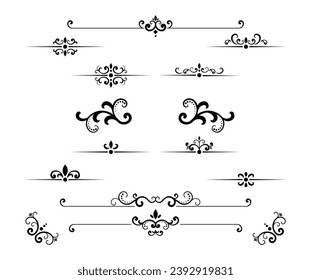 calligraphic set ornamental elements in black colour