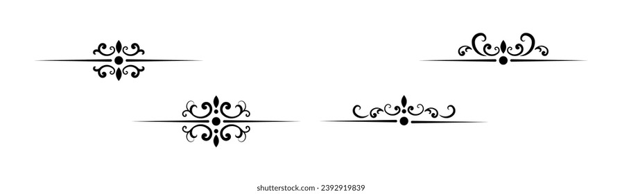 calligraphic set ornamental elements in black colour