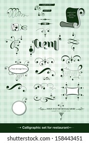 Calligraphic set for restaurant menu
