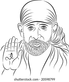 Calligraphic, Shirdi Sai Baba, was an Indian guru, yogi and fakir who is regarded by his Hindu and Muslim followers as a saint