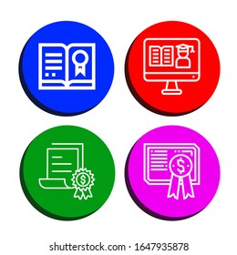 calligraphic simple icons set. Contains such icons as Certificate, can be used for web, mobile and logo