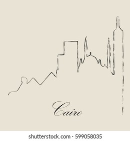 Calligraphic Skyline  of  Cairo   - Vector Illustration