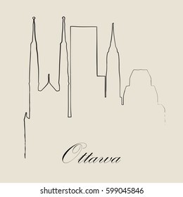 Calligraphic Skyline  of Ottawa   - Vector Illustration