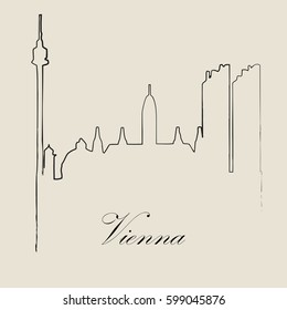 Calligraphic Skyline  of Vienna   - Vector Illustration