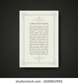 Calligraphic square ornament frame line for text