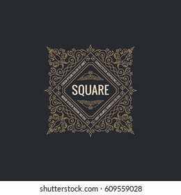 Calligraphic square Ornament Frame Lines. Restaurant menu. Luxury vintage ornate greeting card with typographic design. Retro invitations and royal certificates. Vector Flourishes illustration