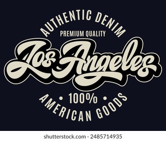 Calligraphic stylish inscription Los Angeles on a dark background. Element for design.