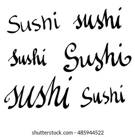Calligraphic Sushi lettering vector 