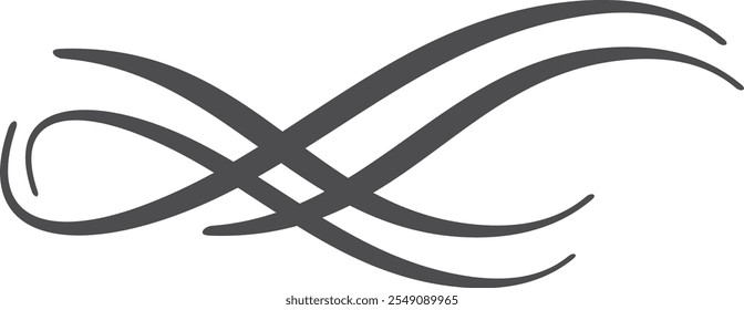 Calligraphic swirl element. Ornate vintage romantic drawing